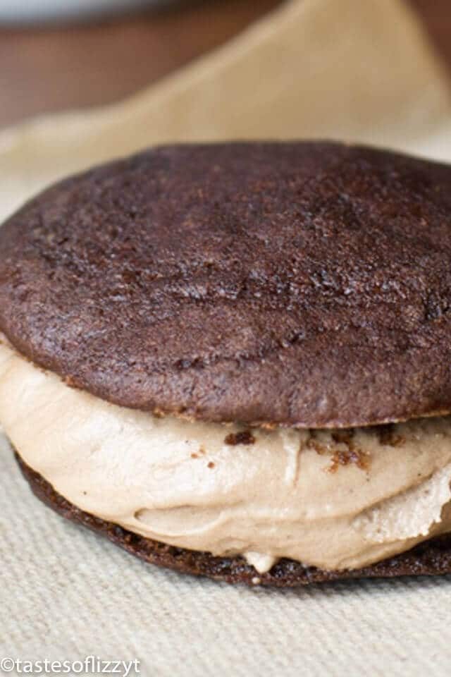 Mocha Whoopie Pies {with Homemade Mocha Buttercream Frosting}