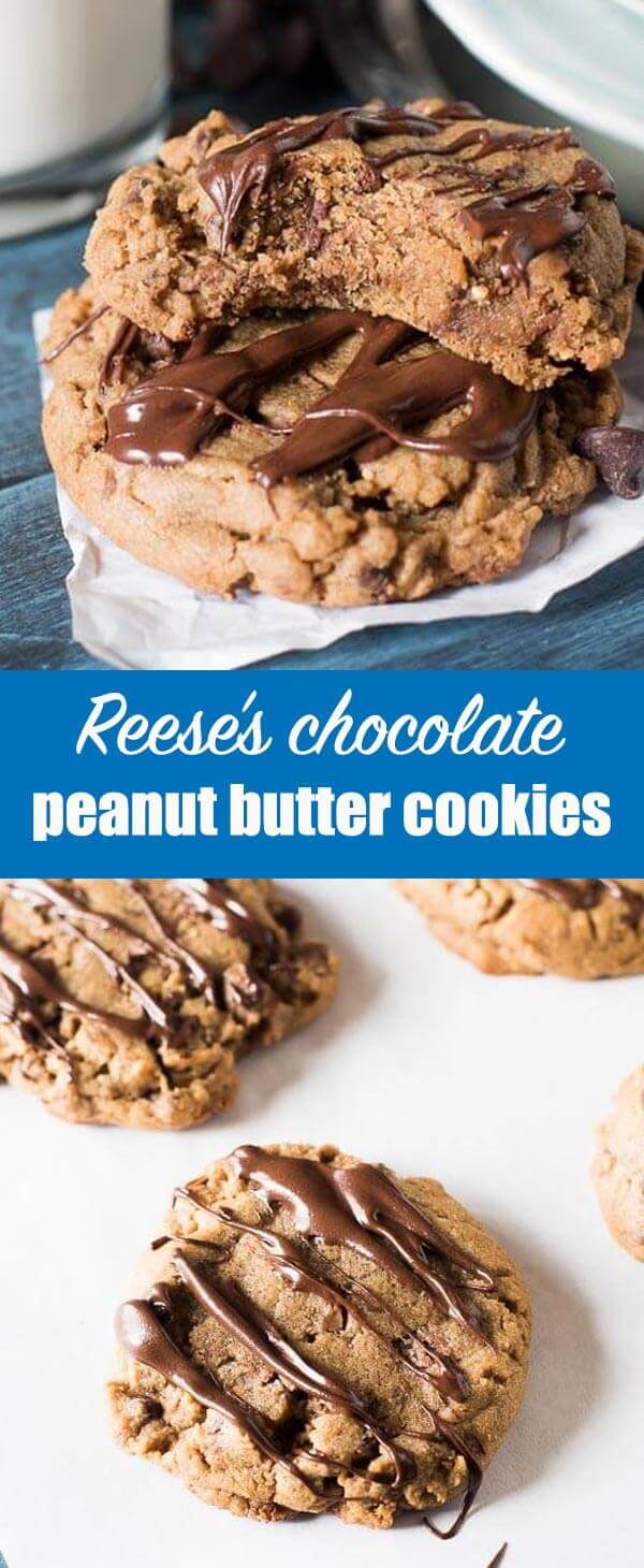 Reese's Chocolate Peanut Butter Cookies {with Dark Brown Sugar}