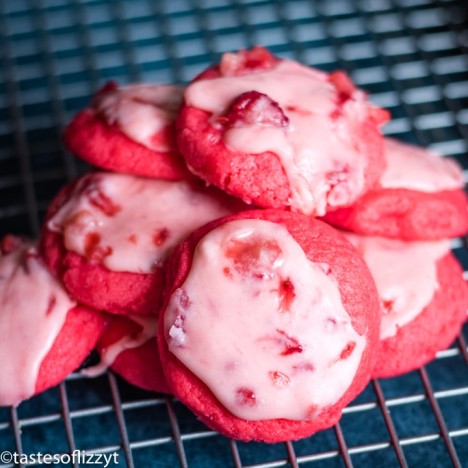 Strawberries and Cream Cookies Recipe {Easy Box Cake Mix Cookies}