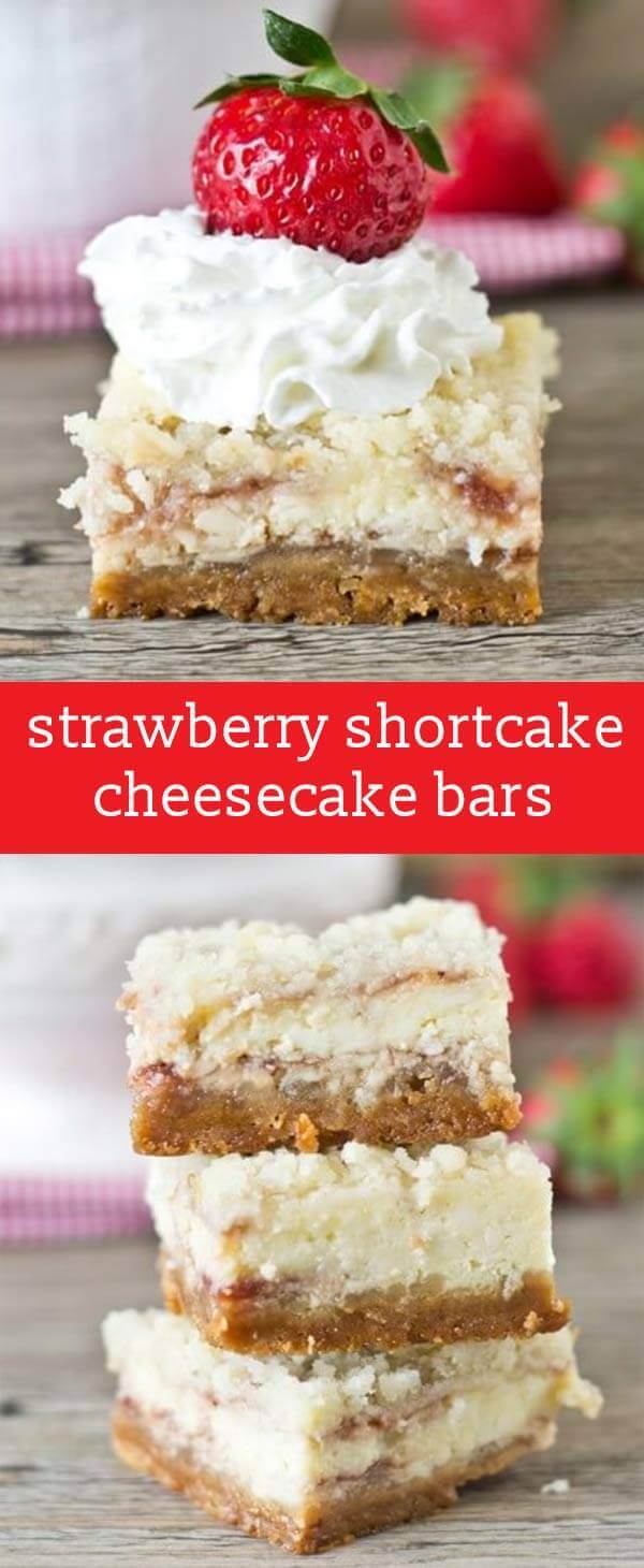 Strawberry Shortcake Cheesecake Bars {Crust, Cheesecake & Streusel}