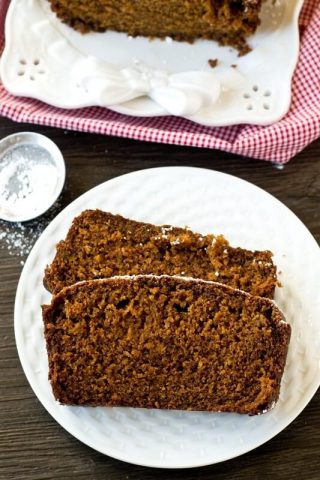 Gingerbread Loaf {Soft, moist, molasses quick bread with ginger & nutmeg}