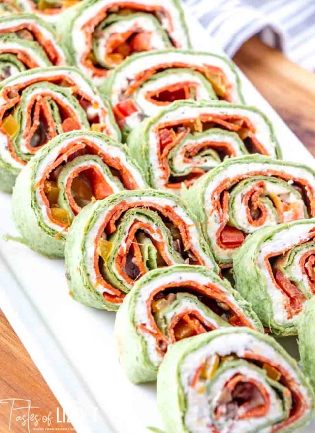 Pepperoni Roll Ups {Italian Pinwheels with Garlic Cream Cheese}