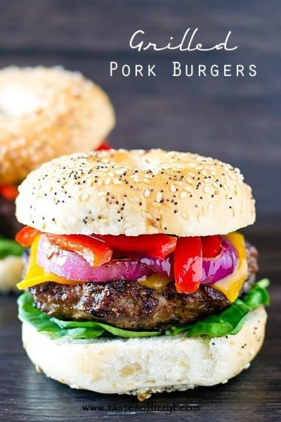 Grilled Pork Burgers {Savory Seasoned Sausage Burgers on Everything Bagel}