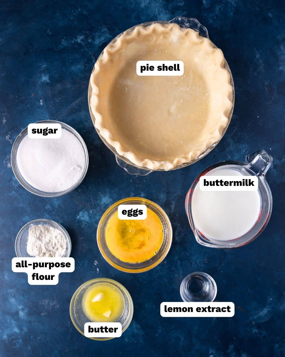 ingredients for buttermilk pie on a table