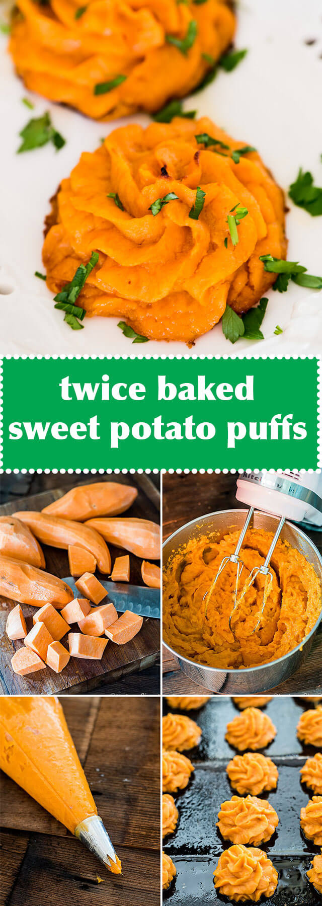 Savory mashed sweet potato puffs make an elegant, healthy side dish for ...