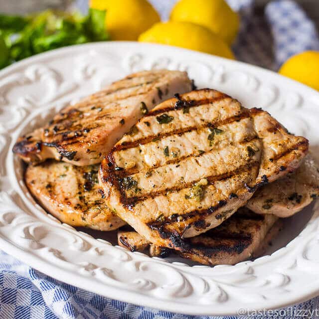 Grilled Basil Lemon Pork Chops