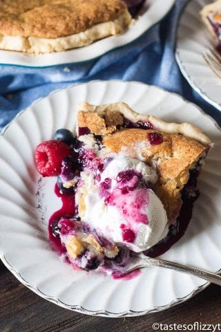 Mixed Berry Cobbler Pie {Dessert Recipe with Blueberries & Raspberries}