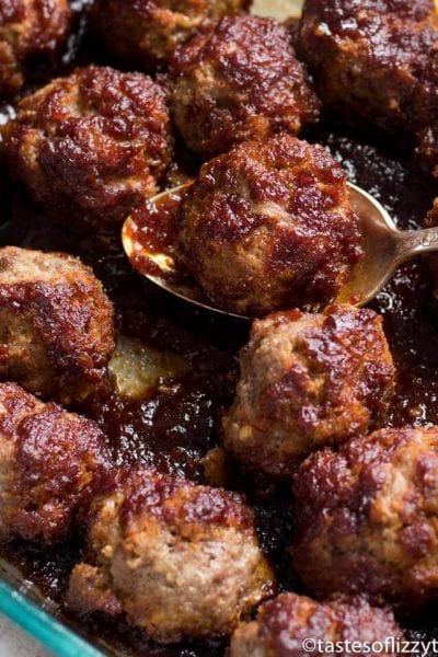 Grandma's Meatballs {Baked Meatballs in Molasses and Chili Sauce}
