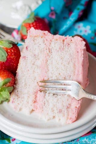 Homemade Strawberry Cake Recipe {From Scratch w/ Fresh Strawberries}