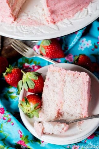 Homemade Strawberry Cake Recipe {From Scratch w/ Fresh Strawberries}