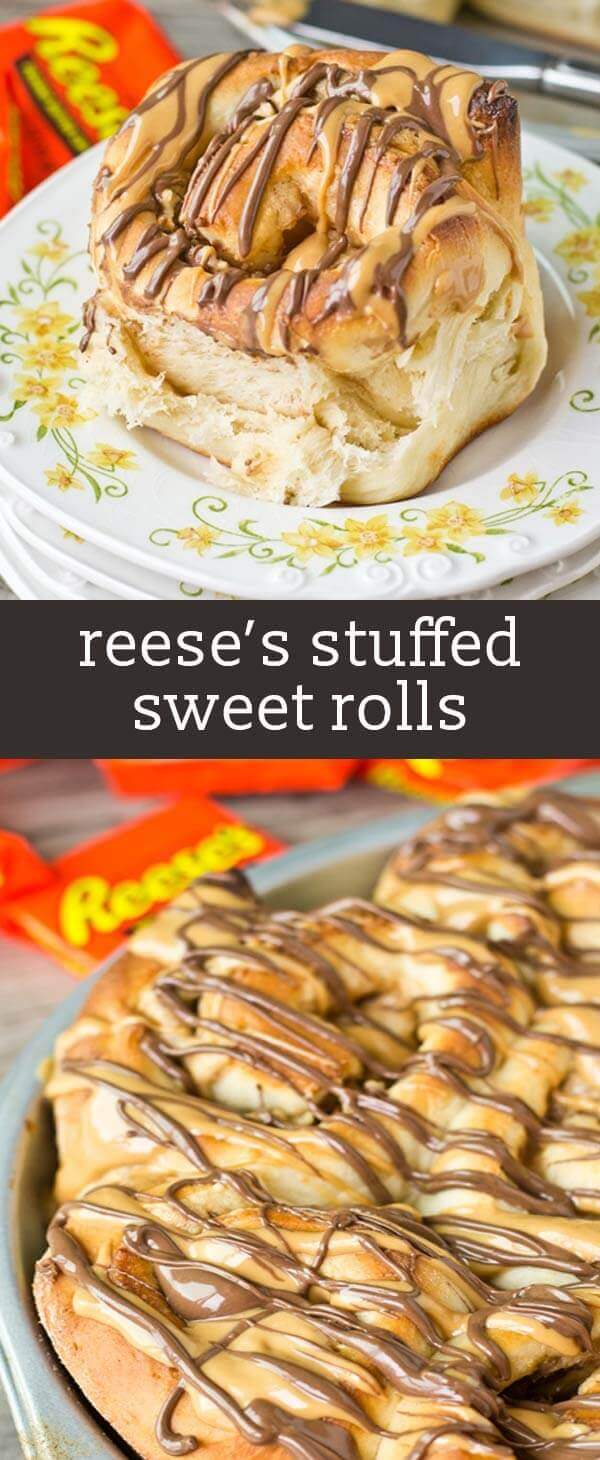 Reese's Stuffed Sweet Rolls Recipe {Homemade Breakfast Buns}