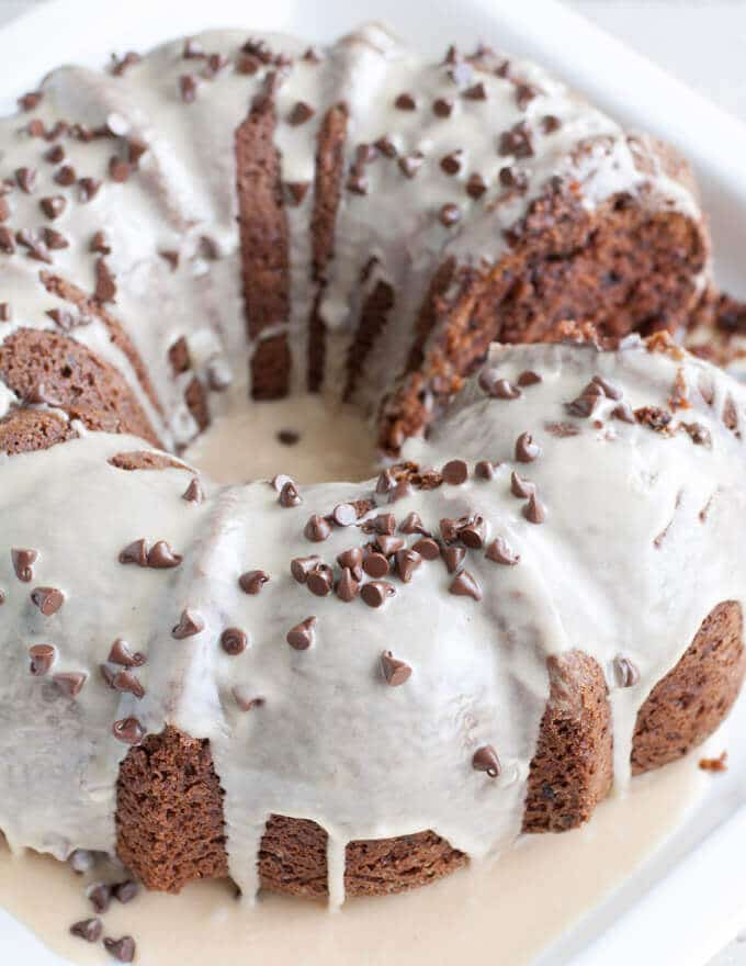 Peanut Butter Chocolate Chip Bundt Cake {An Easy Semi-Homemade Bundt Cake}