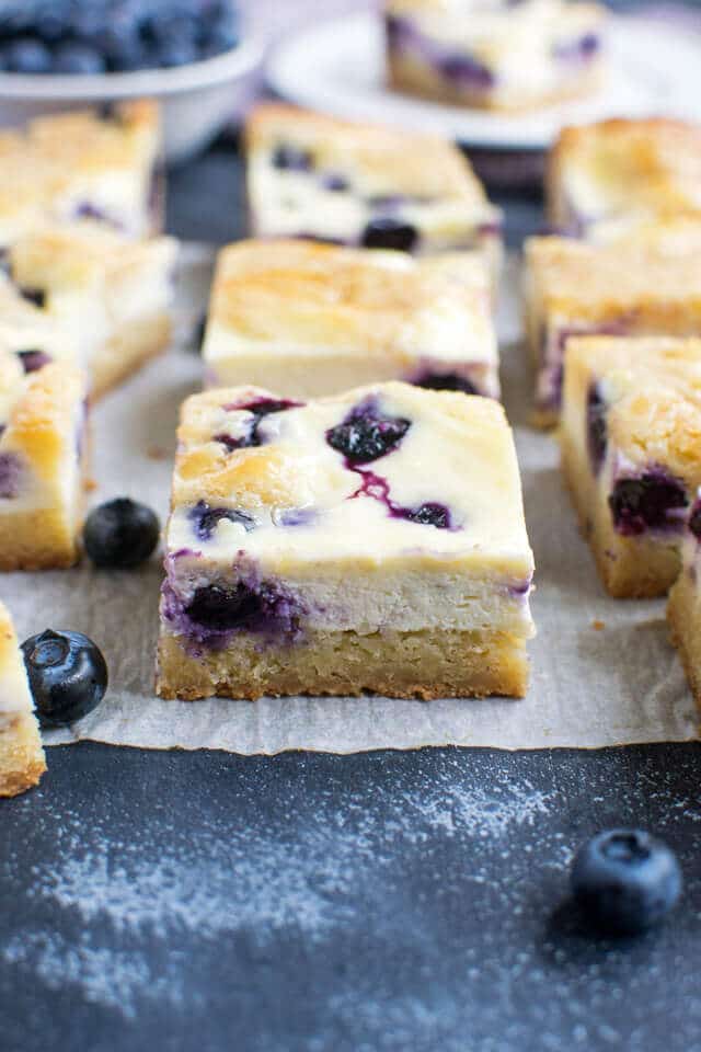 Blueberry Cheesecake Blondies {Chewy Blondies with a Cheesecake Twist}