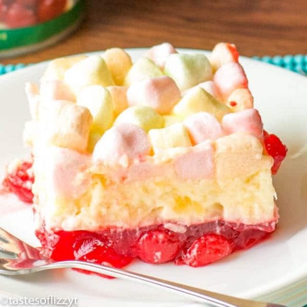 Cherry Pineapple Marshmallow Jello Salad {Layered Fruit Dessert Recipe}