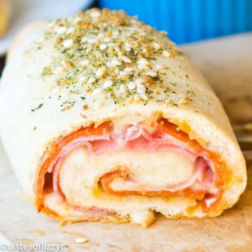 Monster Stromboli {italian Meat & Cheese Pizza Wrap With Herb Topping}