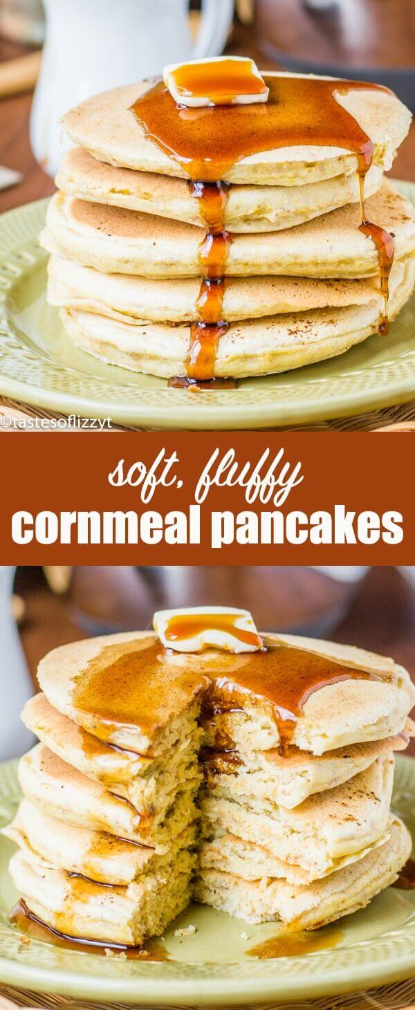 Cornmeal Pancakes Recipe with Brown Sugar Maple Syrup