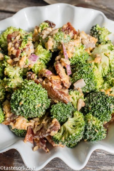 Broccoli Salad Recipe With Cauliflower Bacon And Raisins {easy Side Dish}