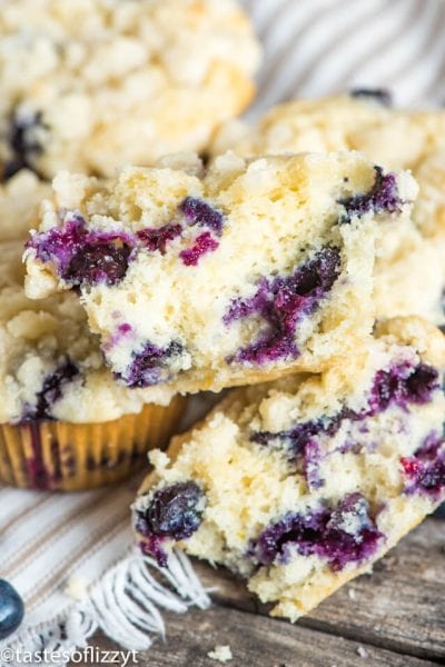 Blueberry Crumble Muffins Recipe {with Sugar Streusel Topping}