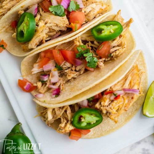 Salsa Verde Chicken Tacos Recipe | Tastes of Lizzy T