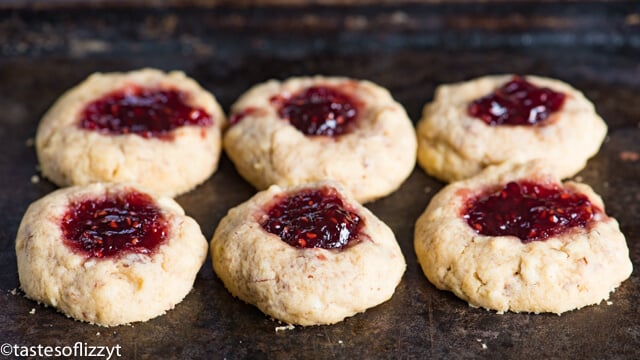 Raspberry Almond Thumbprint Cookies Recipe {Easy Fruit Filled Cookies}