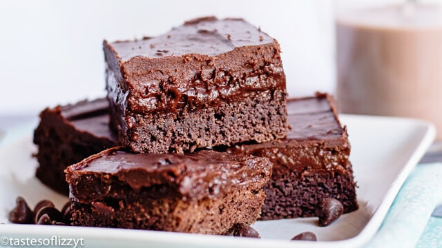 Triple Chocolate Cake Mix Brownies Recipe {with Pudding and Ganache}