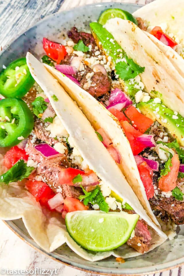 Steak Tacos Recipe {Easy Mexican Dinner Recipe with Fresh Toppings}