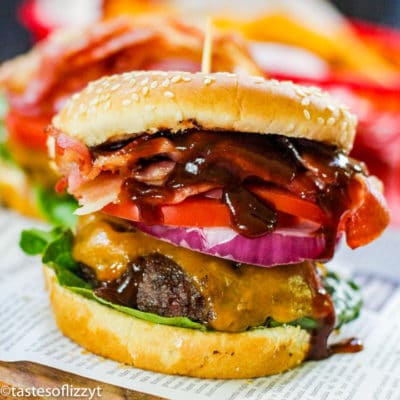 Barbecue Bacon Cheeseburgers {Easy Unique Burger Recipe With Bacon}