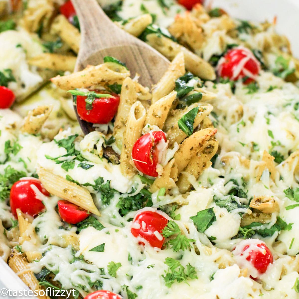 Pesto Pasta Bake Recipe {with Cheese and Fresh Spinach}