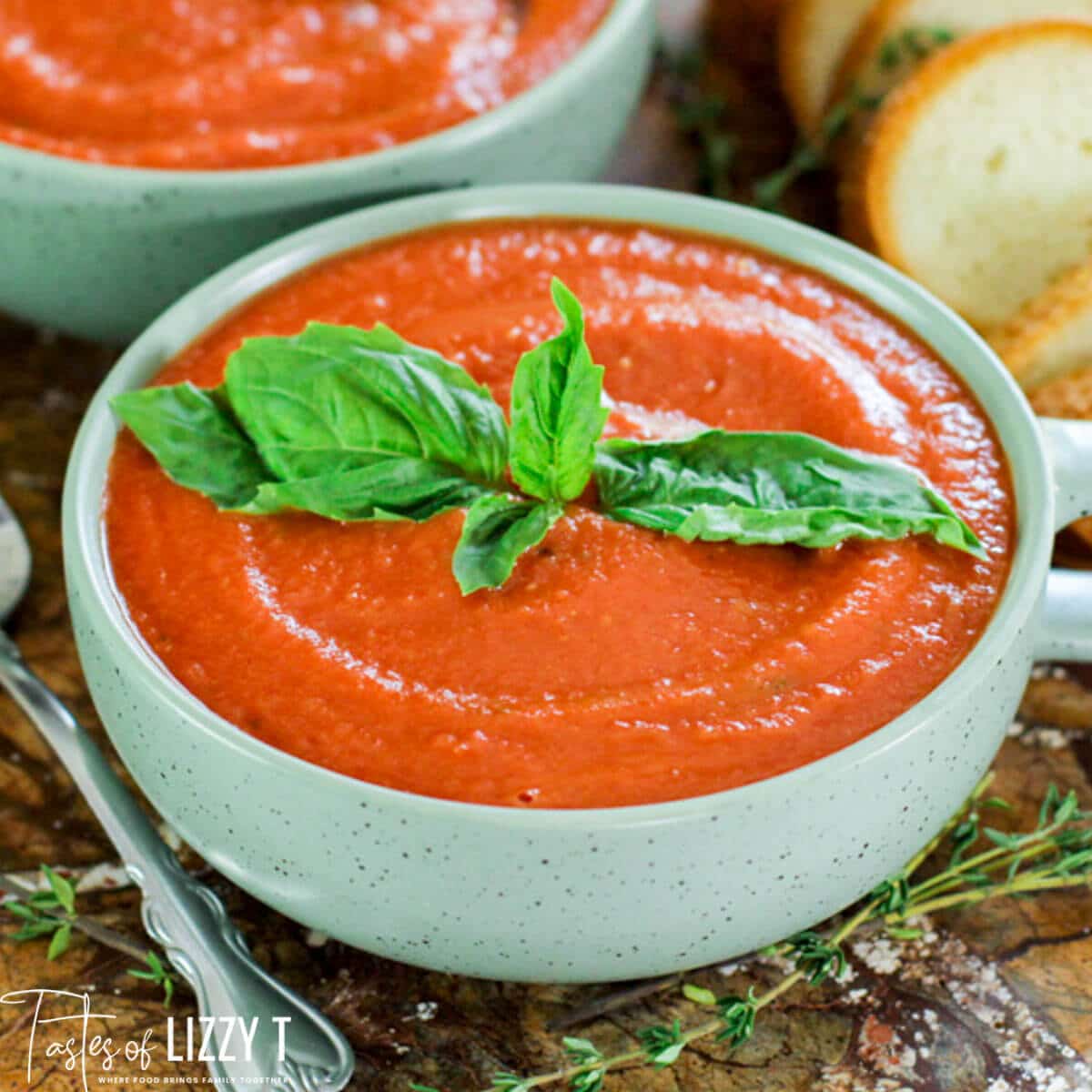 Easy Tomato Bisque Soup Recipe with Fresh Basil, Thyme and Parsley