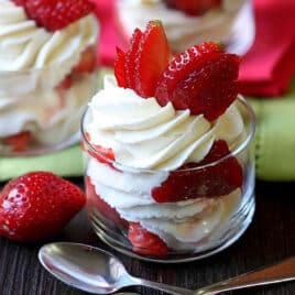 a strawberry parfait sitting on a table