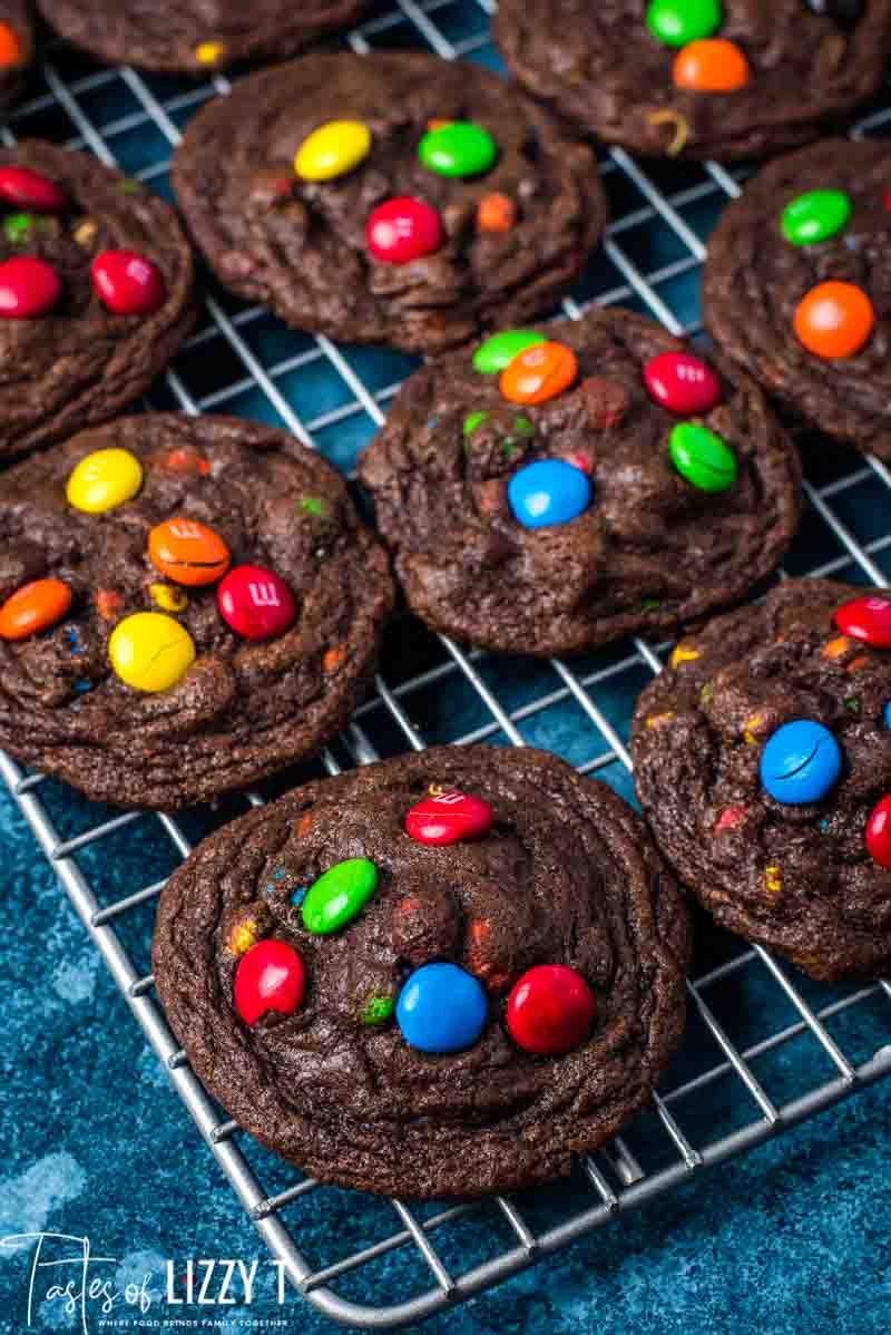 Soft & Chewy Double Chocolate M&M Cookies - Tastes of Lizzy T