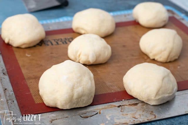 unbaked dough balls for hamburger buns