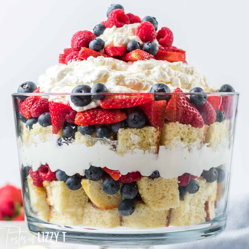 Triple Berry Trifle Dessert for July 4 | Tastes of Lizzy T