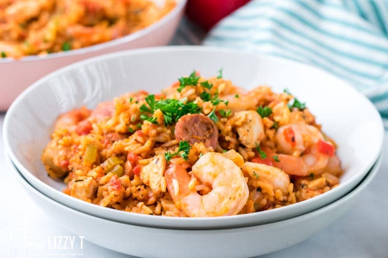 Easy One Pot Jambalaya with Three Meats | Tastes of Lizzy T