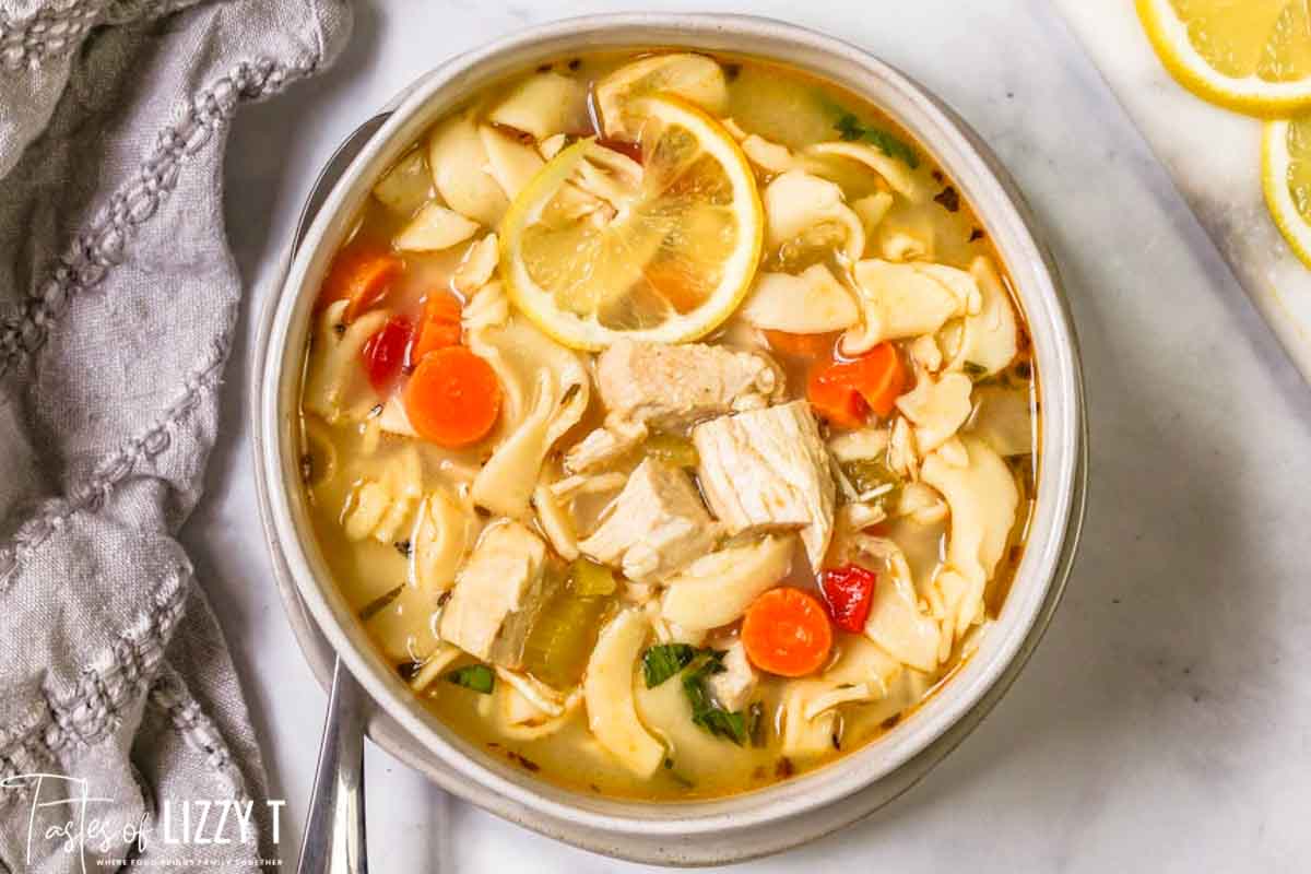 Lemon Basil Chicken Noodle Soup