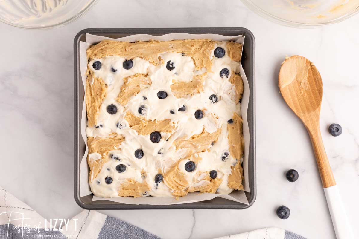 unbaked blueberry cheesecake blondies