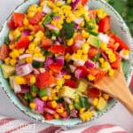 corn tomato avocado salad in a bowl