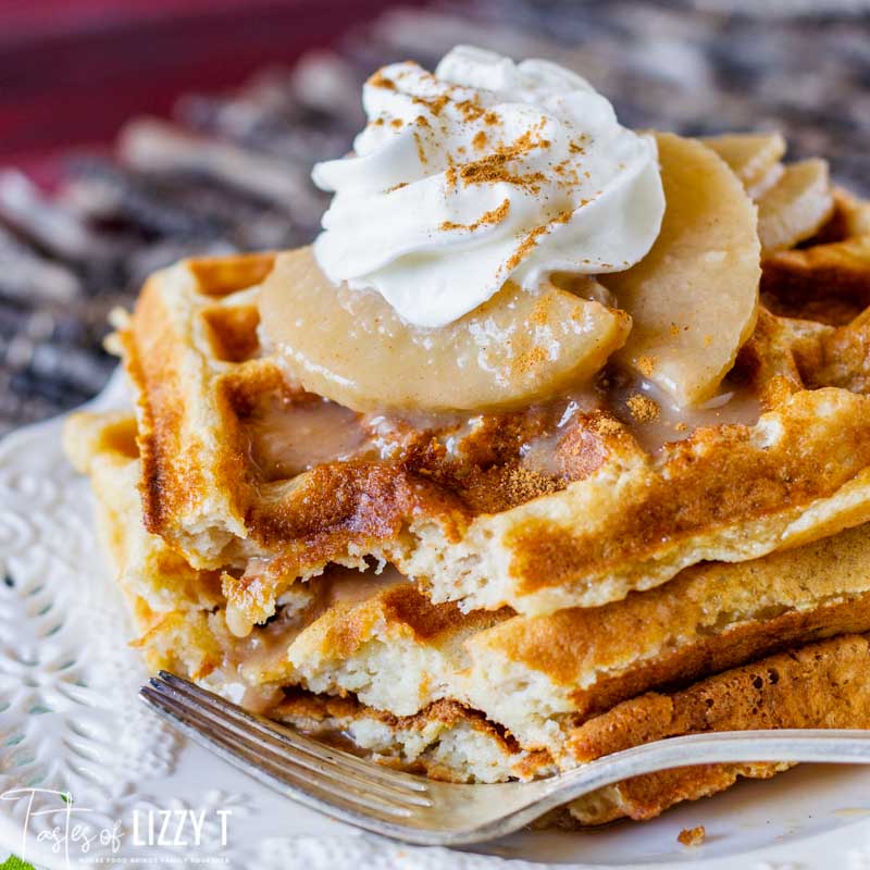 Apple Waffles Recipe with Homemade Cinnamon Apple Syrup