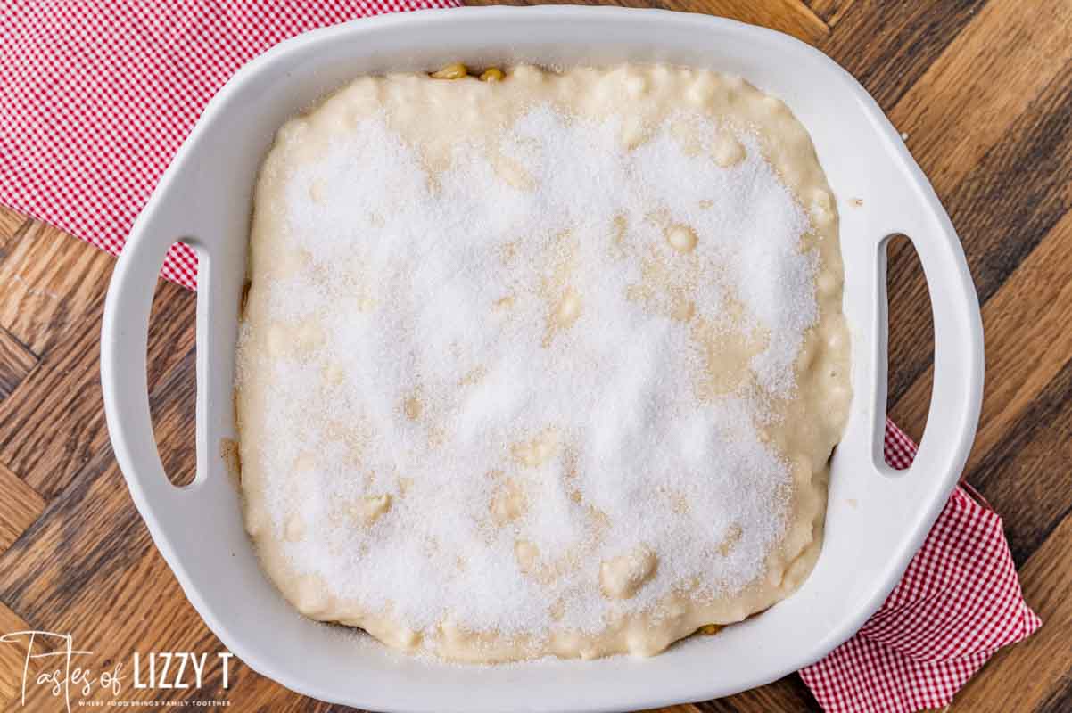 unbaked sugar topped apple cobbler