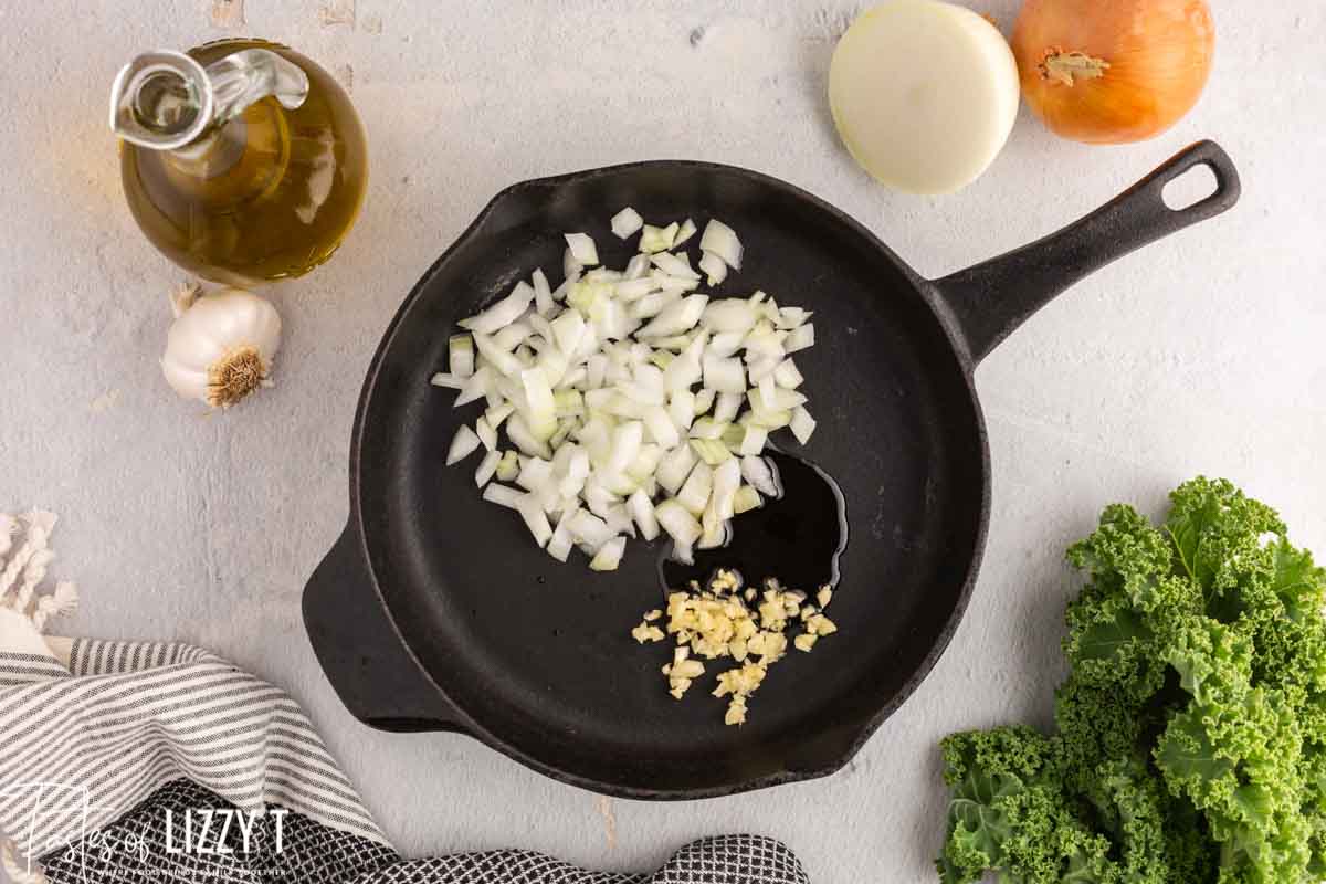 onions and garlic in a skillet