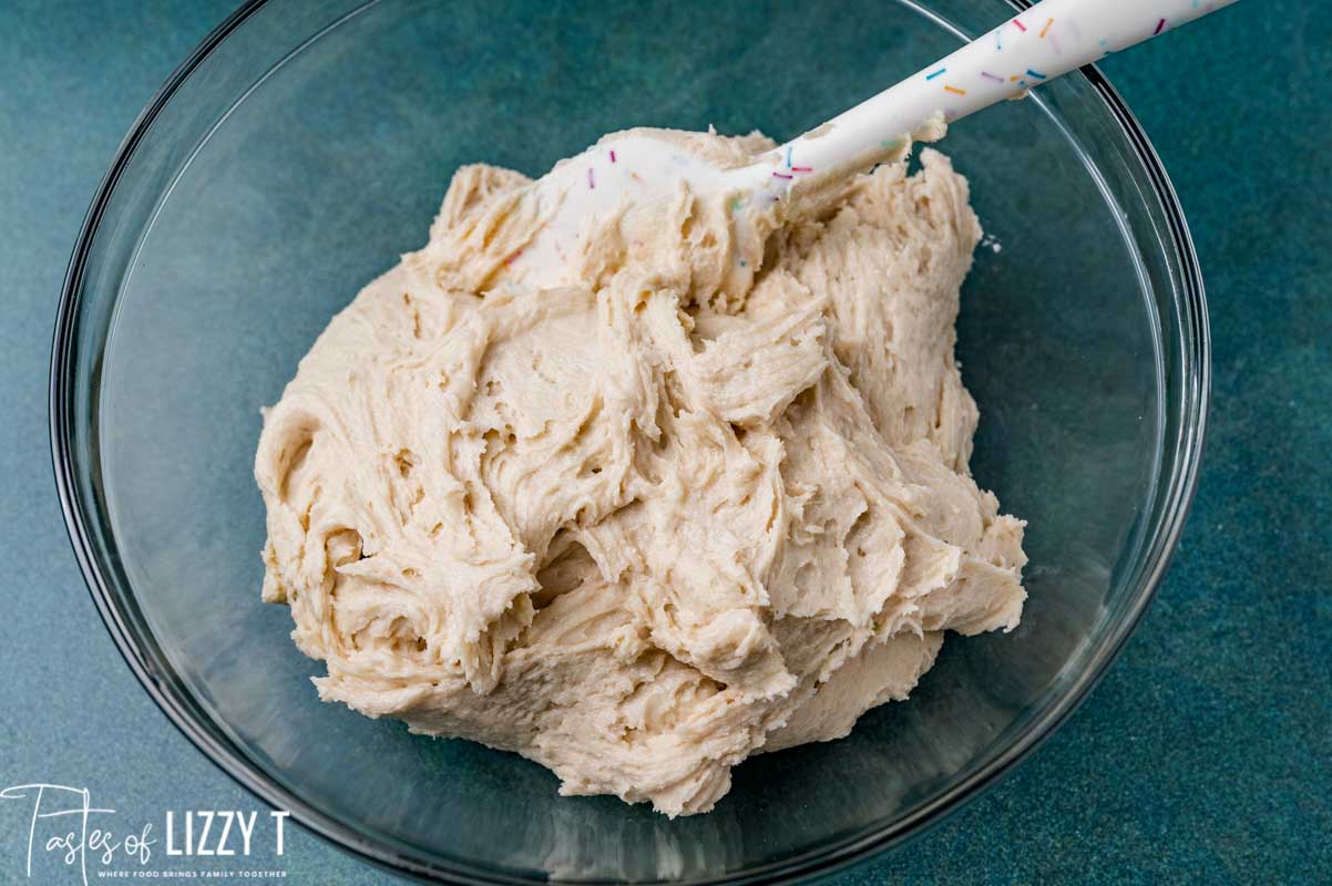 cookie dough in a mixing bowl