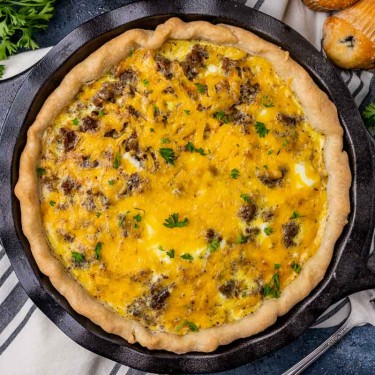 Sausage Breakfast Pie {Easy Quiche Recipe} | Tastes of Lizzy T