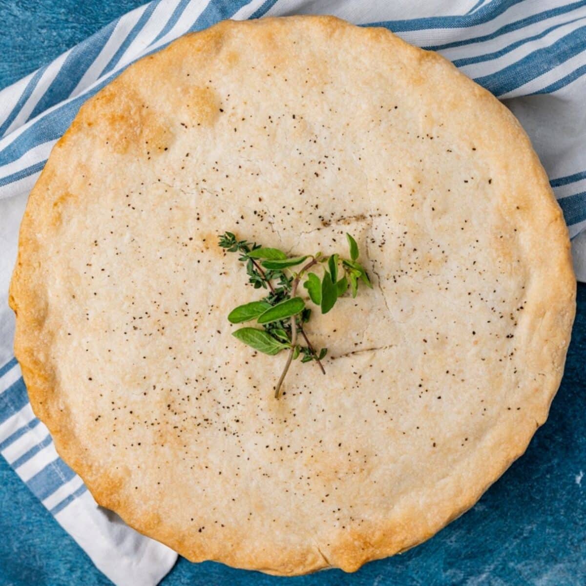 a baked ham pot pie on a table