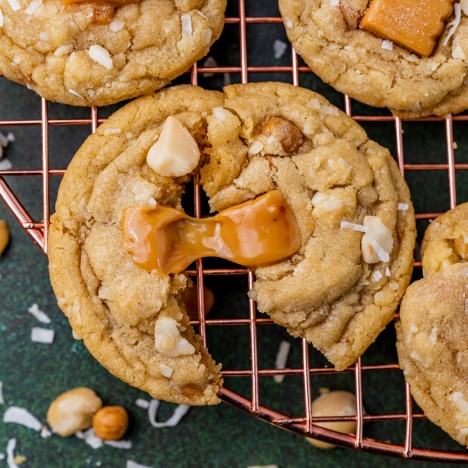 Coconut Caramel Macadamia Nut Cookies - Tastes of Lizzy T