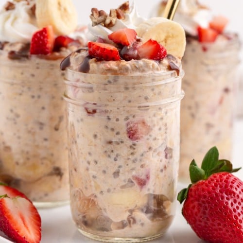 Almond Butter, Strawberry Banana Overnight Oats