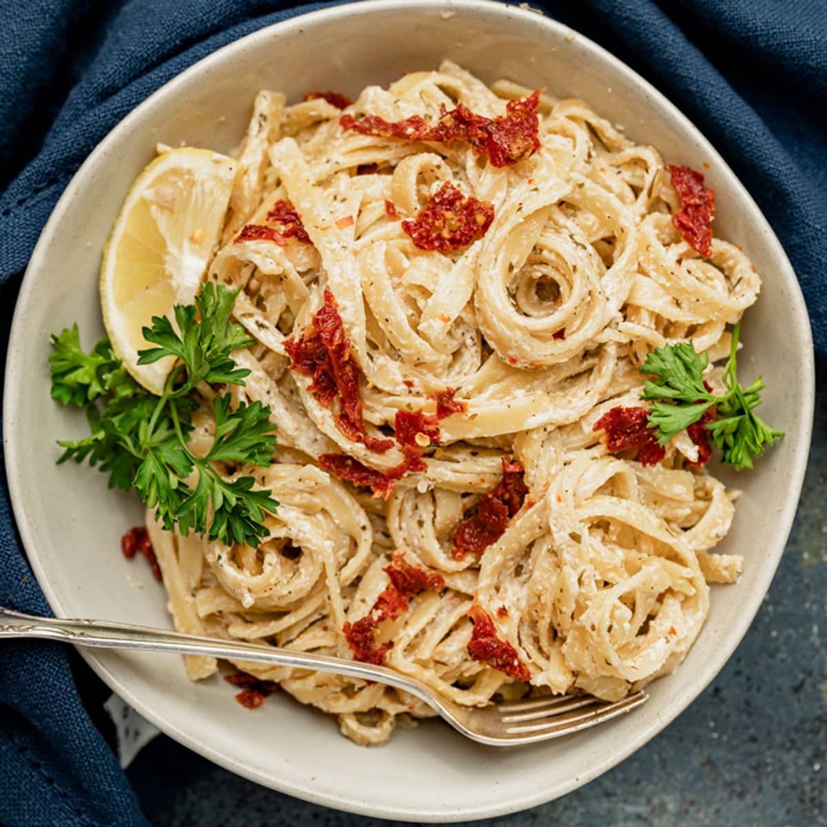 Sun Dried Tomato Pasta with Parmesan Sauce