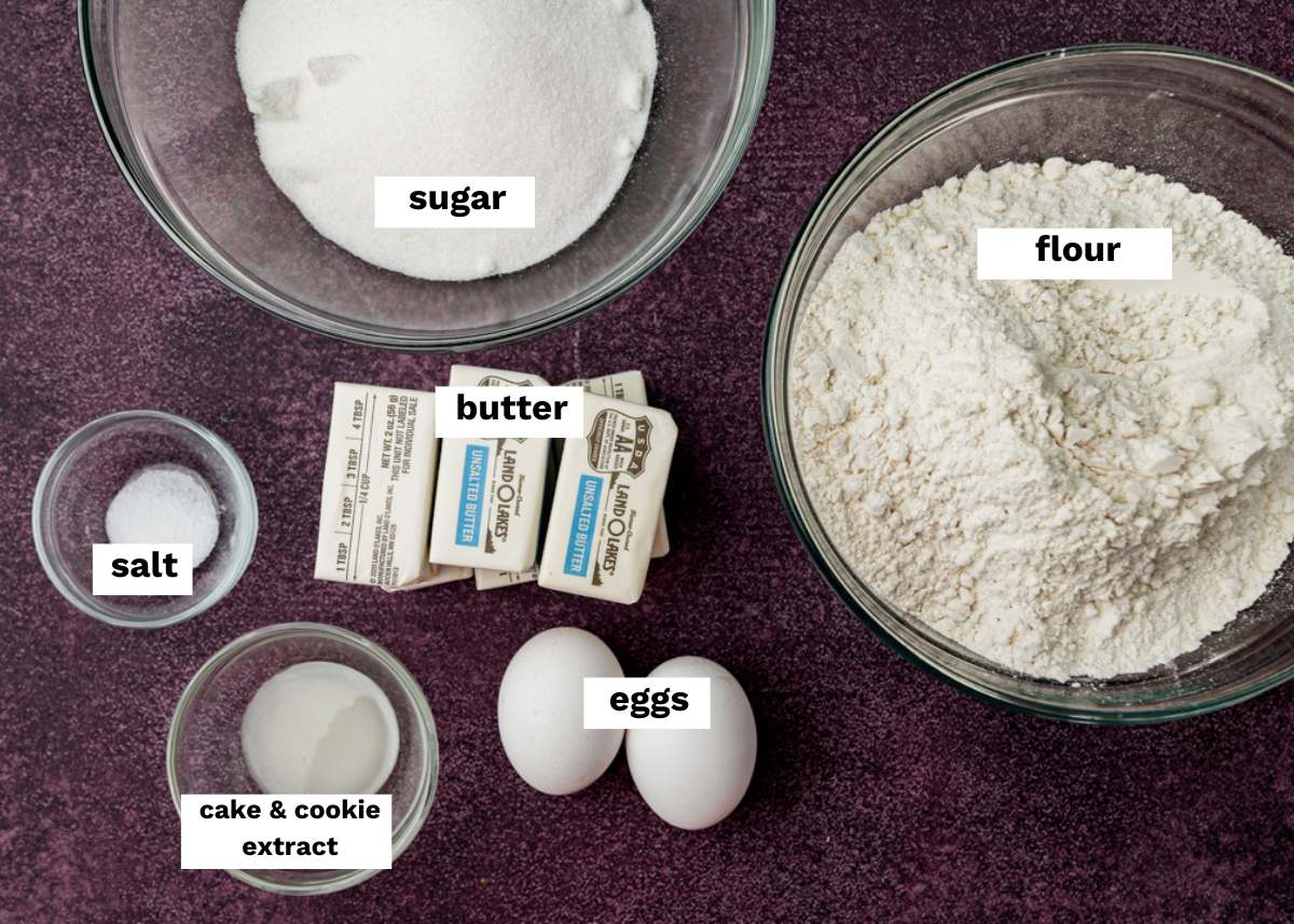 ingredients for cut out sugar cookies