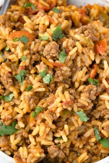 Spanish Rice with Ground Beef Recipe | Tastes of Lizzy T