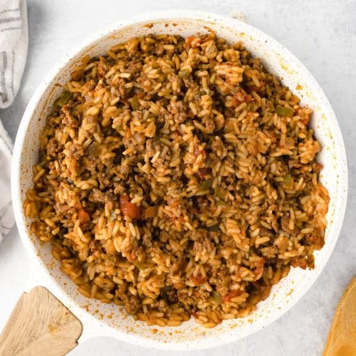 Spanish Rice with Ground Beef Recipe | Tastes of Lizzy T