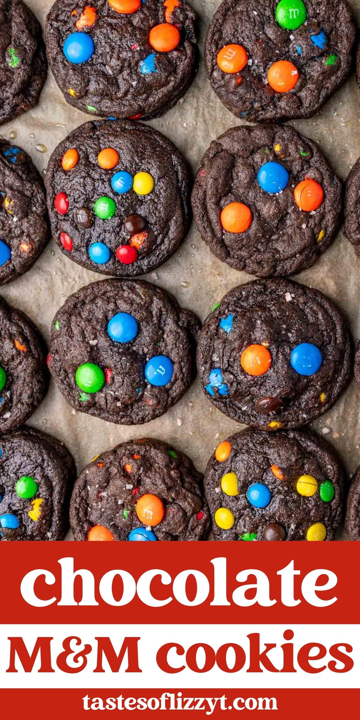 Double Chocolate M&M Cookies | Tastes of Lizzy T
